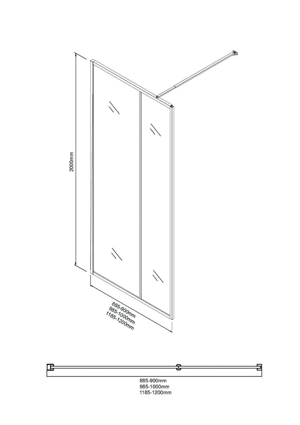 Душевая перегородка Niagara Nova NG-481-12FBLACK (120х200) черный матовый,стекло рифленое/тонированное,1 место