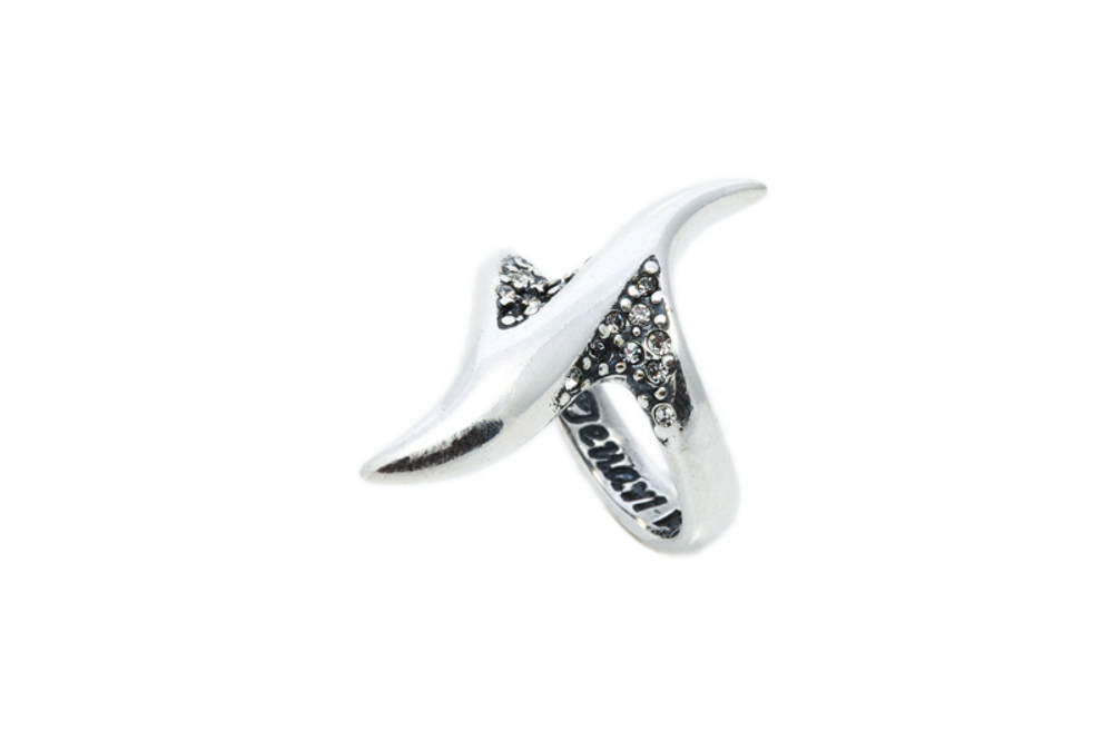 "Тотенкопф"  кольцо в серебряном покрытии из коллекции "Crystal Fang" от Jenavi