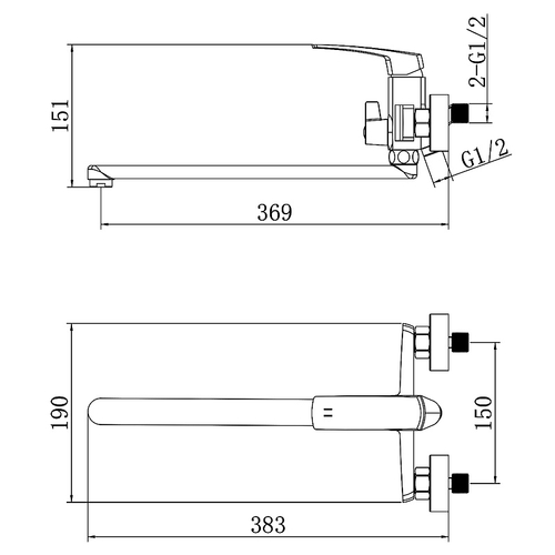 Смеситель для ванны Azario Conda керамический картридж, длинный излив, с ручным душем, шланг 150 см, сатин (AZ-K1711B)