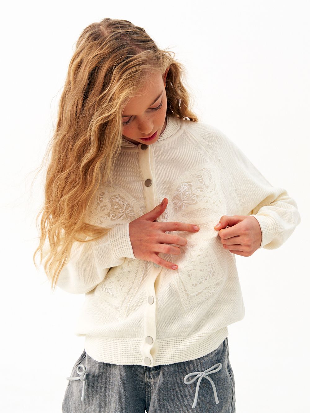 Кардиган для девочки AT1118 молочный