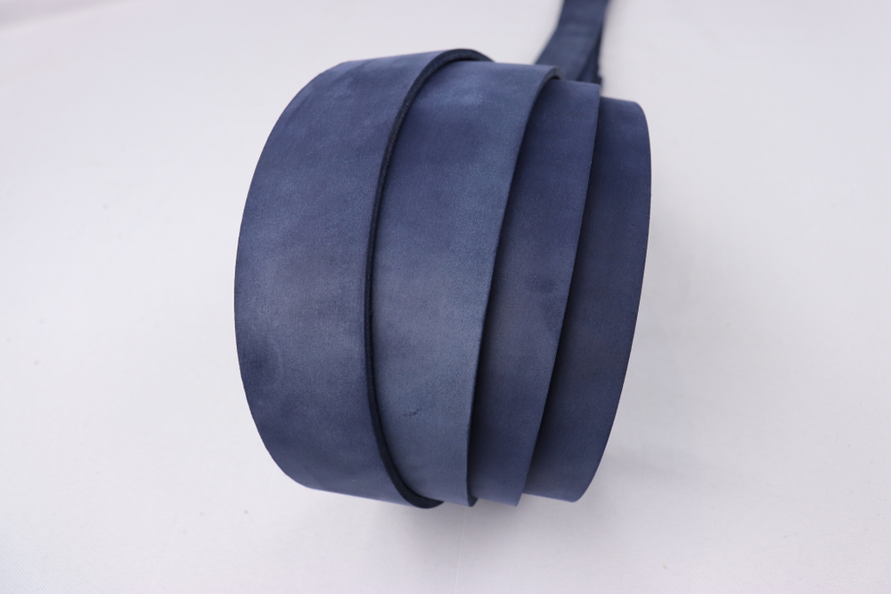 Ременная заготовка Шелк Синяя гладкая
