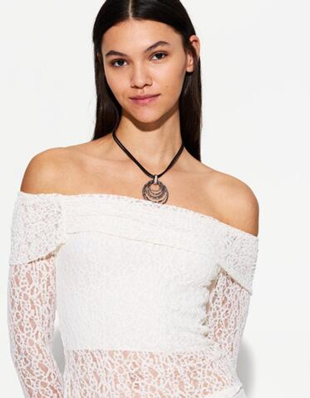 BERSHKA Ожерелье с подвесками, серебряный