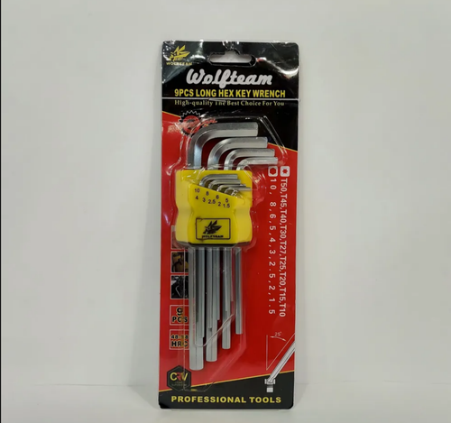 Набор (180 мм) ключей шестигранных, без шара, CrV, 1.5 - 10 мм, 9 шт. (HLJ-002 RED)