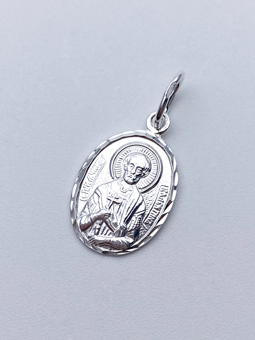 Образок из серебра/Без покрытия/С подвижным ухом/Валентин