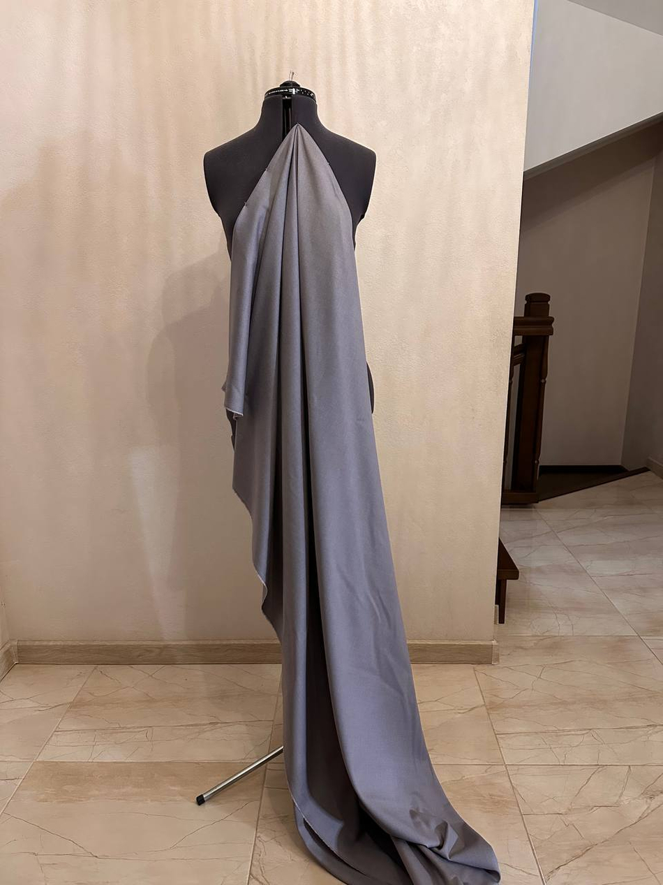 Костюмно-плательная смесовая однотонная поливискоза (64%полиэстер/33%вискоза/3%эластан, Платина, 150, 285 гр/м2)