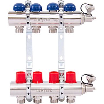 Коллектор Uni-Fitt 1"х3/4" 4 вых. латунь с регулировочными и термостатическими вентилями 441E4304