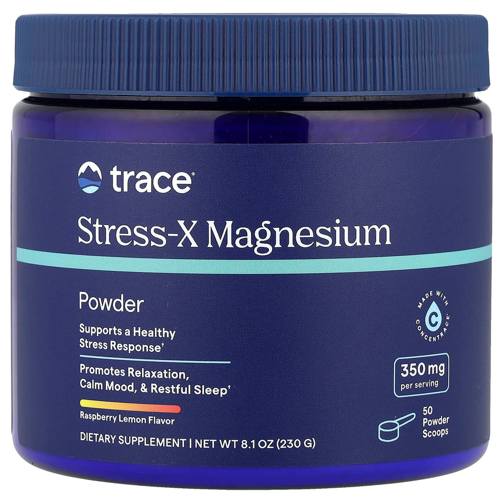 Trace, Stress-X, магний в порошке, малина и лимон, 230 г (8,1 унции)