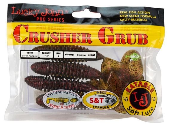 Твистеры съедобные LJ Pro Series CRUSHER GRUB 4,5in (11,4 см), цв. PA03, 4 шт.