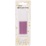 Свечи в торт «Подарок» 6 шт. 13 см, розовый