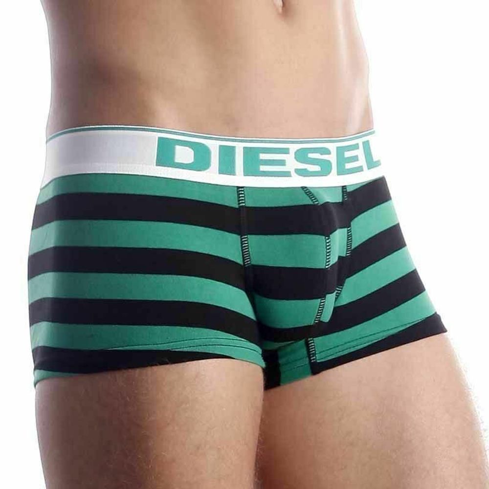 Мужские трусы боксеры зеленые в черную полоску Diesel Green Stripe