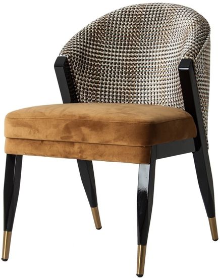 Стул BRILLON 27369 Испания бархат цвета охры и натуральное дерево