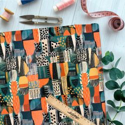 Ткань премиум габардин лесная эклектика