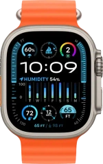 Смарт-часы Apple Watch Ultra 2 49mm титан светлого цвета, ремешок Ocean оранжевого цвета (2023)