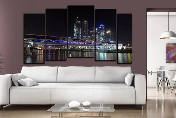 Модульная картина "Ночная Москва"