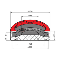 Резиновая накладка (РТИ-СЕРВИС 1046) для подкатного домкрата "Nordberg"