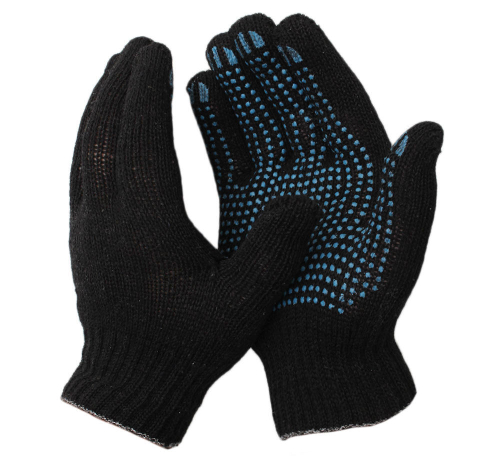 Перчатки с ПВХ "Точка" (5 нитей, 10 класс) черные