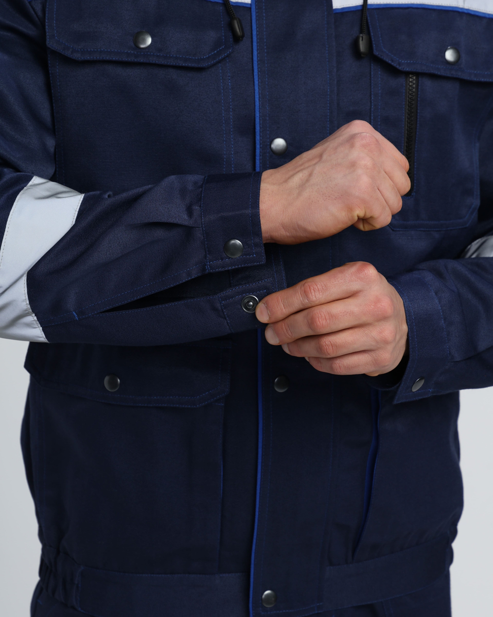 Костюм Нейч-2 СОП с капюшоном К. (тк.Смесовая,210) п/к, т.синий/васильковый