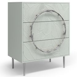 Комод Арт Колор leaves с 3-мя ящиками Стайл Сильвер Серый дым