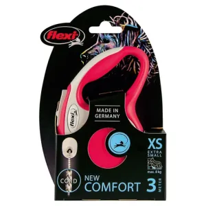 Рулетка flexi NEW LINE Comfort XS (до 8 кг) трос 3 м серый/красный