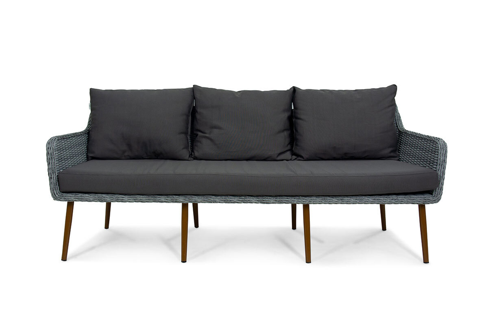 Комплект плетеной мебели MOKKA RIMINI (стол кофейный, 2 кресла, диван 3 х-местный), серо-коричневый