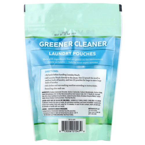 Dr. Mercola, Greener Cleaner, пакетики для стирки, без отдушек, 24 пакетика, 431 г (15,2 унции)