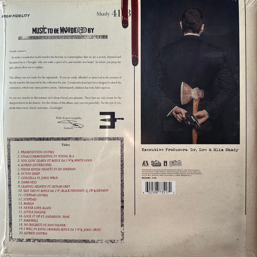 Eminem, Slim Shady ‎– Music To Be Murdered By 2LP (Чехия 2020г.)
