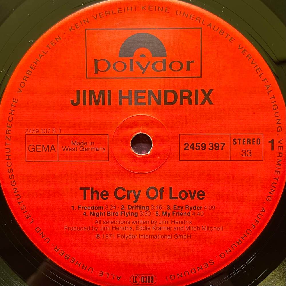 Jimi Hendrix ‎– The Cry Of Love (Германия 1980г.)
