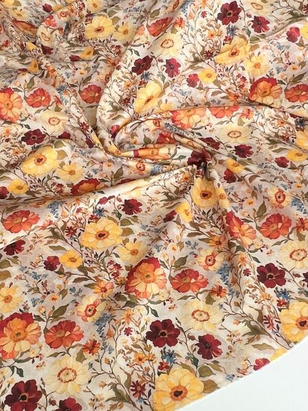 ЦВЕТОЧНАЯ ПАСТОРАЛЬ, БЕЖЕВЫЙ, КАРАМЕЛЬНЫЙ - 100% ХЛОПОК 2