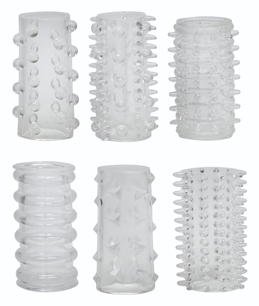 Набор из 6 насадок с шипиками Red Roses (Цвет: прозрачный)