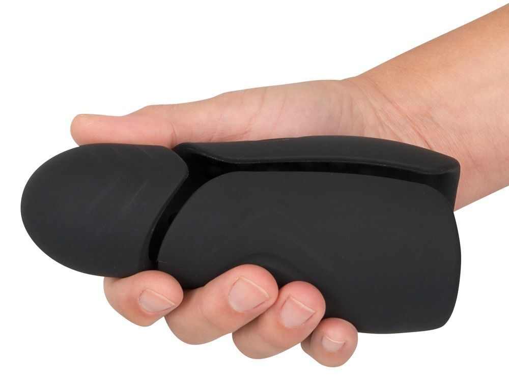 Черный силиконовый вибромастурбатор с нагревом Masturbator with 2 Functions (Цвет: черный)