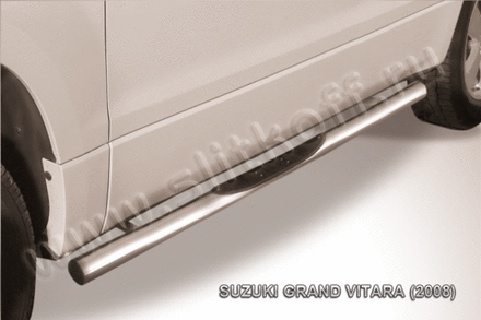 Пороги из нержавейки Suzuki Grand Vitara 3 дв (2008-2012) d76 с проступями