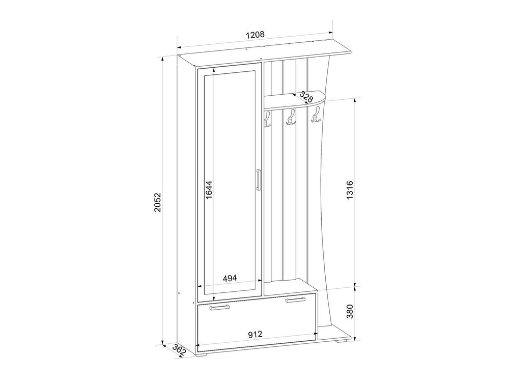 Ивушка 20 Прихожая Бодега Темный / Светлый