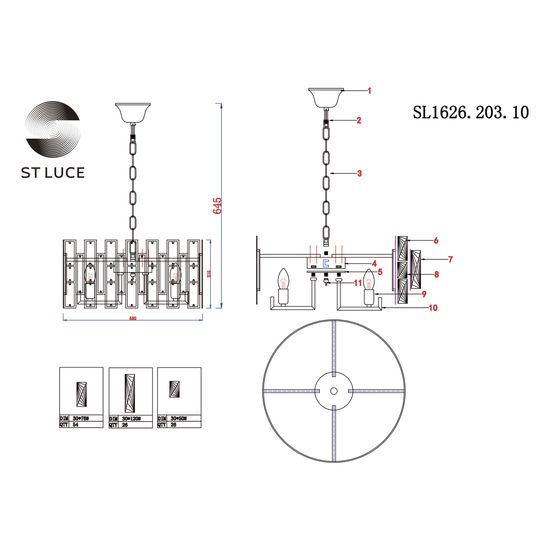 SL1626.203.10 Люстра подвесная ST-Luce шампань/шампань, прозрачный E14 10*40W ANZIO