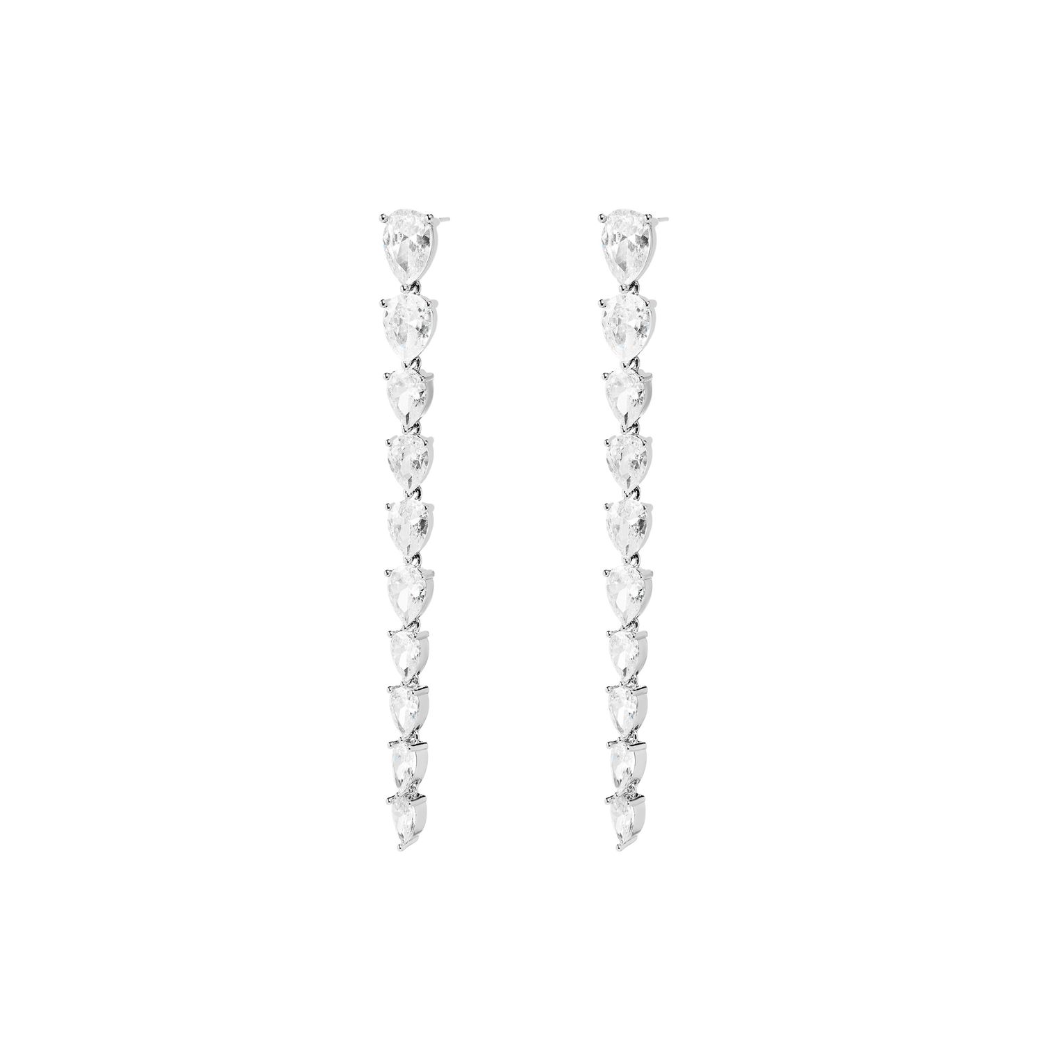 Серьги Silver Long Earrings With Crystals