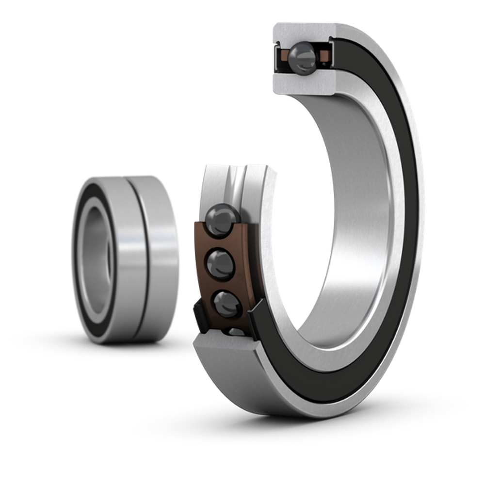 Matched set of two super-precision, high-speed E design, single row angular contact ball bearings with seals S7022 ACE/HCP4ADGA