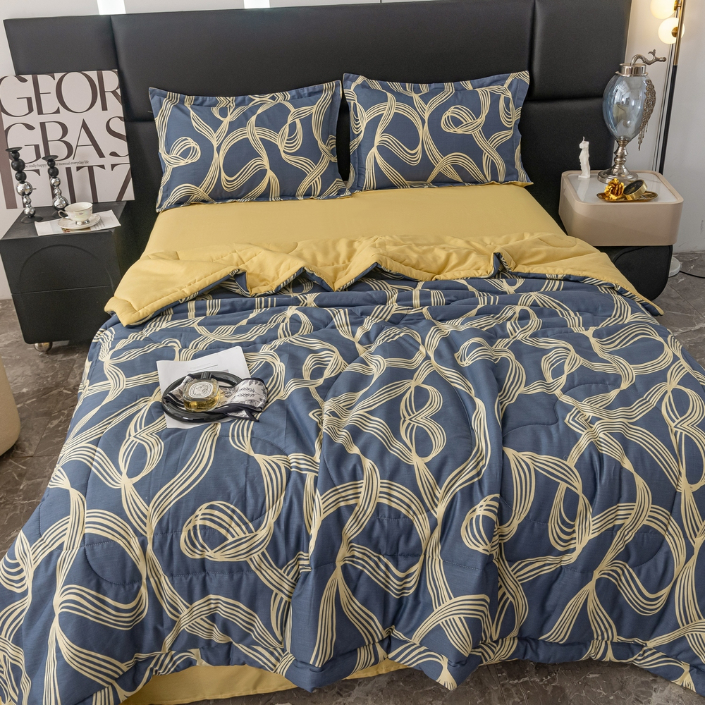 Комплект постельного белья Сатин с Одеялом 100% хлопок 160x80 на резинке OBR134