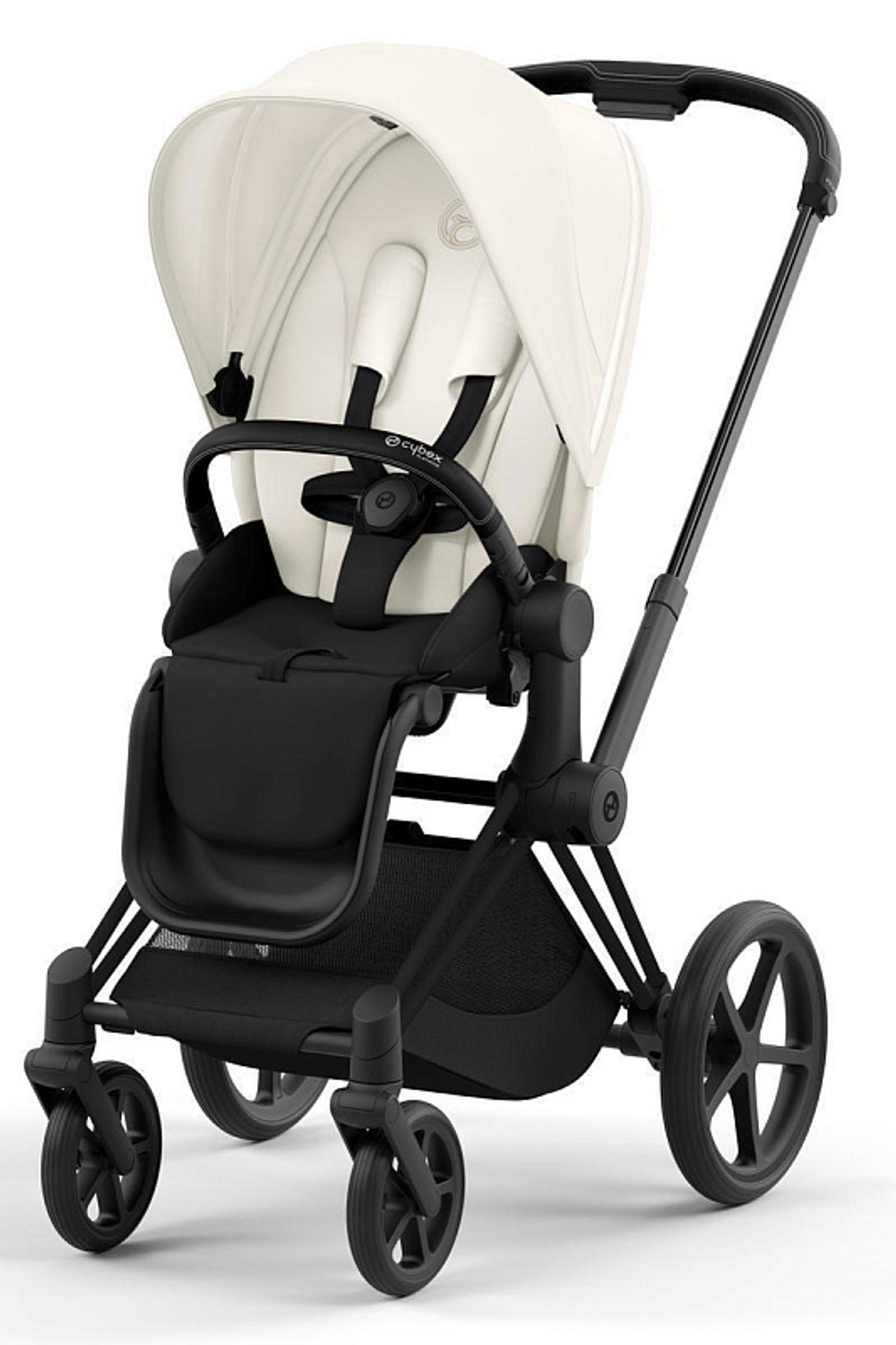 Коляска 3 в 1 Cybex Priam IV Matt Black complete и автокресло Cloud T i-Size Leaf Green Plus Off White