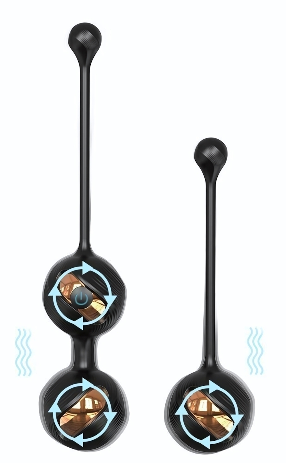 Набор из 2 черных виброшариков Gem-Rct (Цвет: черный)