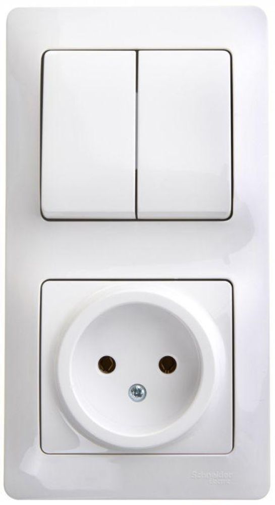 Блок комбинированный Glossa (розетка + 2-кл. выкл.) бел. SE GSL000172 Блок комбинированный Glossa (розетка + 2-кл. выкл.) бел. SE GSL000172