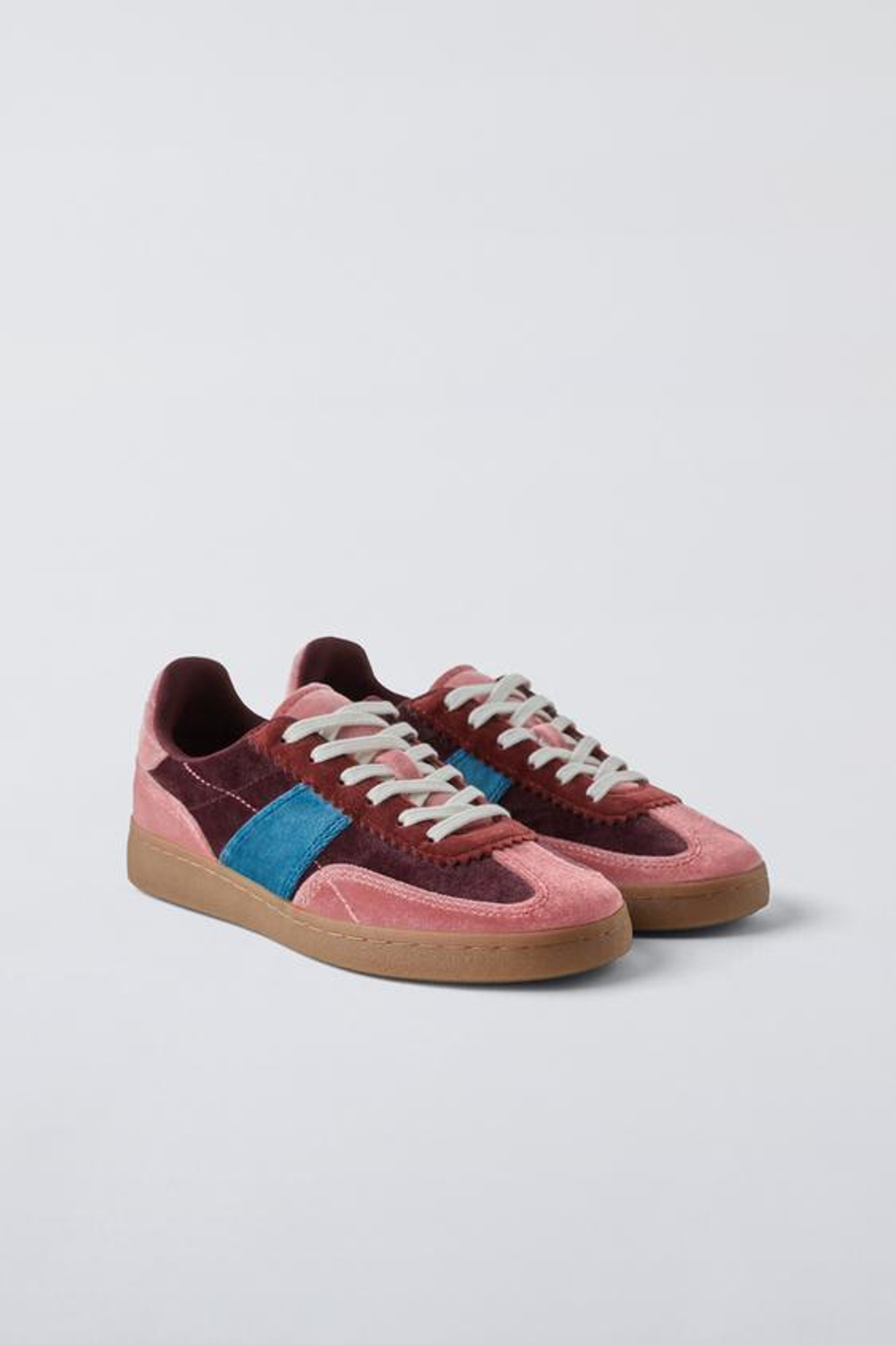 ZARA КРОССОВКИ ИЗ БАРХАТА, РОЗОВЫЙ