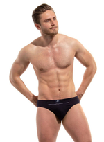 Мужские трусы-слипы с контрастной полоской (Размер: M) (Цвет: черный)