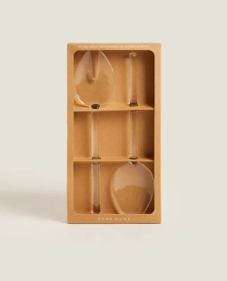 ZARA HOME СЕРВИРОВОЧНЫЙ НАБОР ДЛЯ САЛАТА ИЗ БОРОСИЛИКАТНОГО СТЕКЛА (НАБОР ИЗ 2 ПРЕДМЕТОВ), ПРОЗРАЧНЫЙ