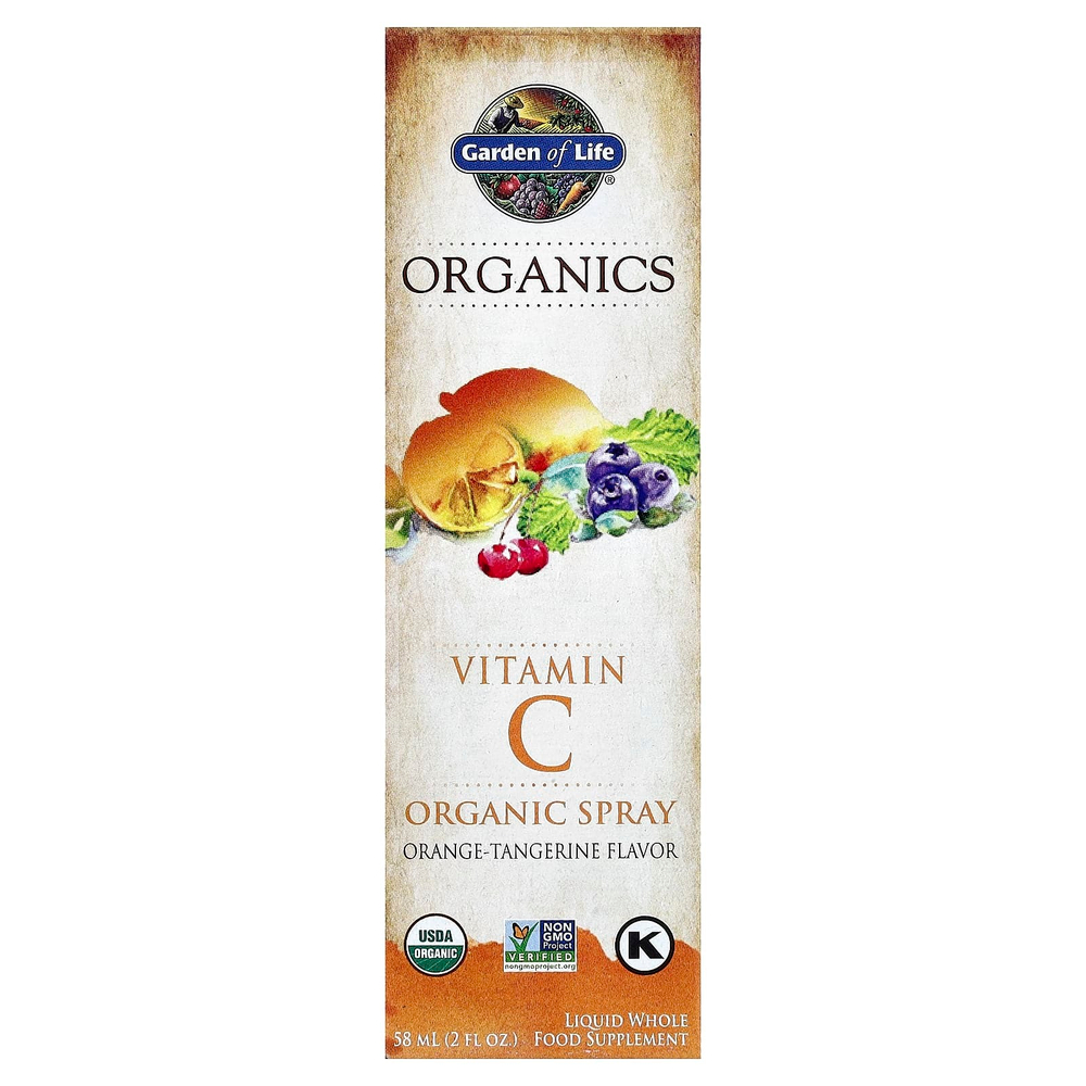 Garden of Life, MyKind Organics, спрей с органическим витамином C, вкус апельсина и мандарина, 58 мл (2 жидкие унции)