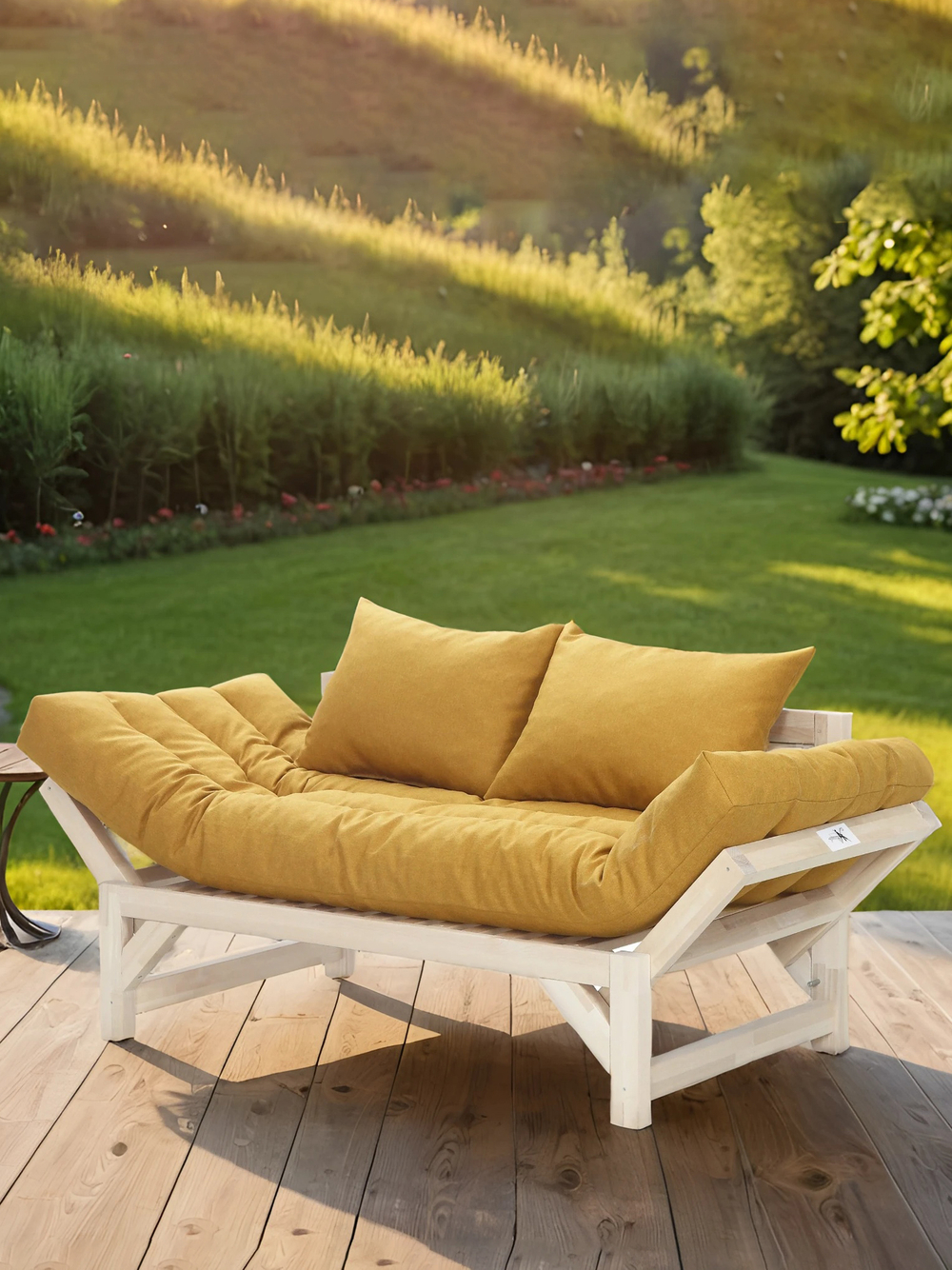 Диван Мебелик Бинго ткань savana plus yellow, каркас лак