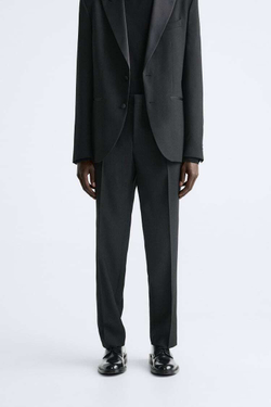 ZARA КОСТЮМНЫЕ БРЮКИ ПОД СМОКИНГ, ЧЕРНЫЙ