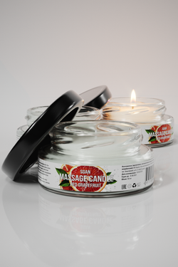 Натуральное твердое массажное масло SGAN с кокосовым воском и эфирными маслами "Красный грейпфрут" для нежного ухода и расслабляющего массажа, для романтических вечеров с эффектом увлажнения для тела, 50 мл.