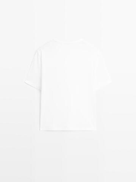 Massimo Dutti Футболка из смесового хлопка, белый