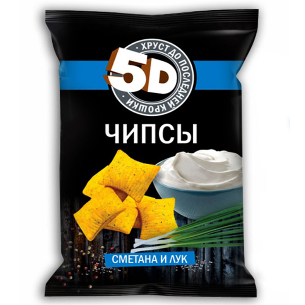 Чипсы "5D" со вкусом сметана и лук 90гр*28шт