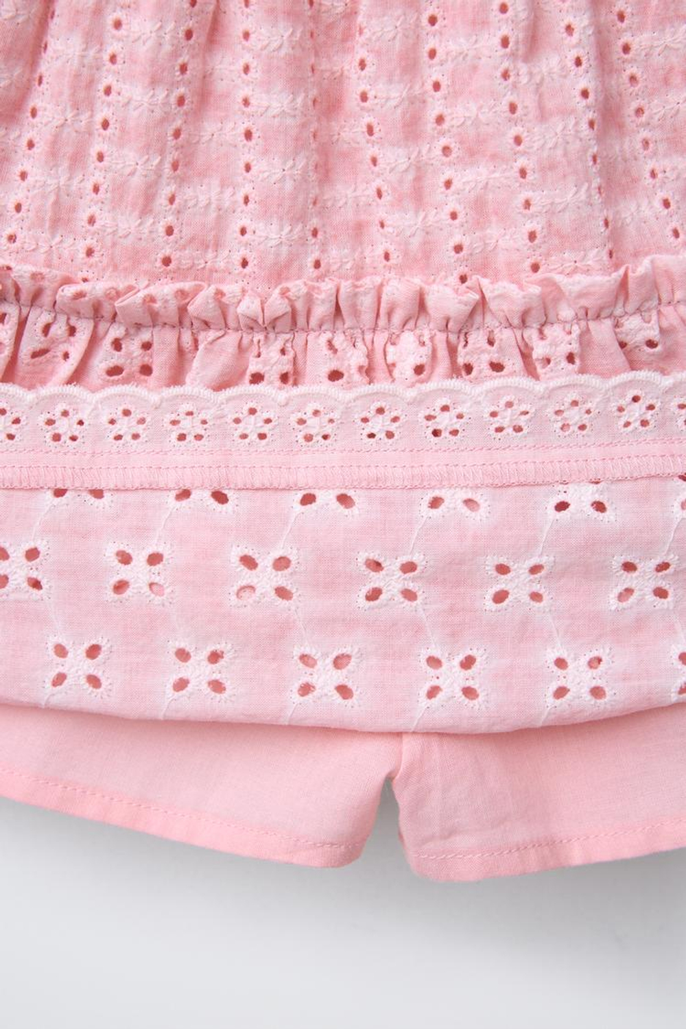 ZARA ЮБКА-ШОРТЫ С ВЫШИВКОЙ ШИФФЛИ, РОЗОВЫЙ