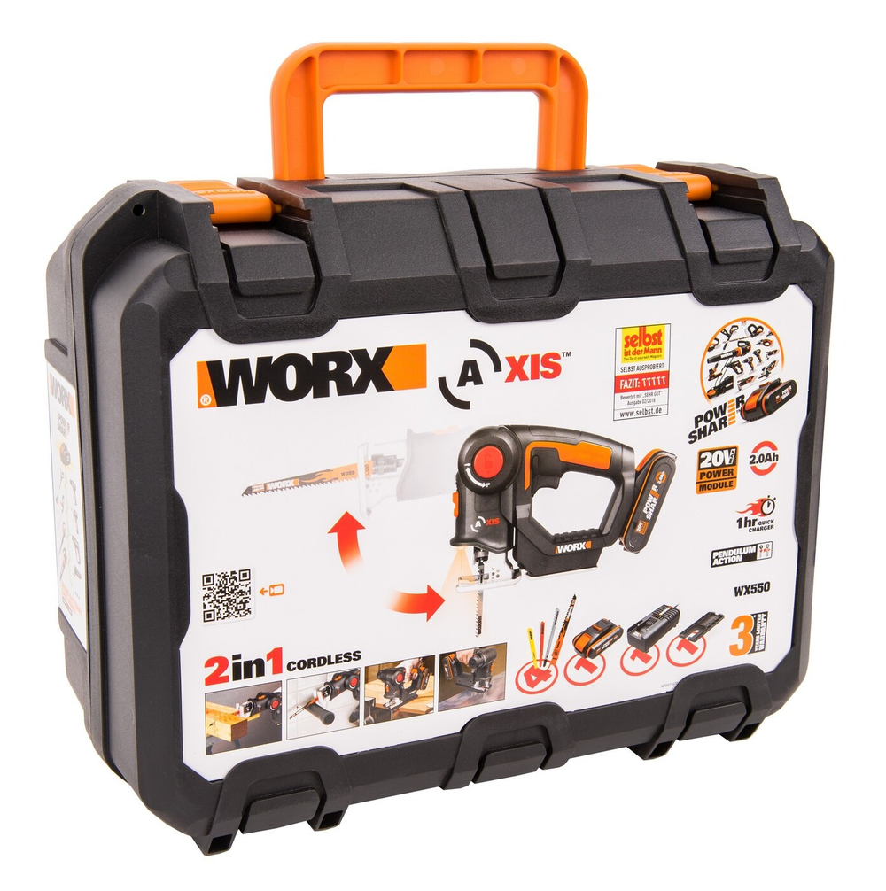 Лобзик-сабельная пила аккумуляторный WORX WX550 Axis